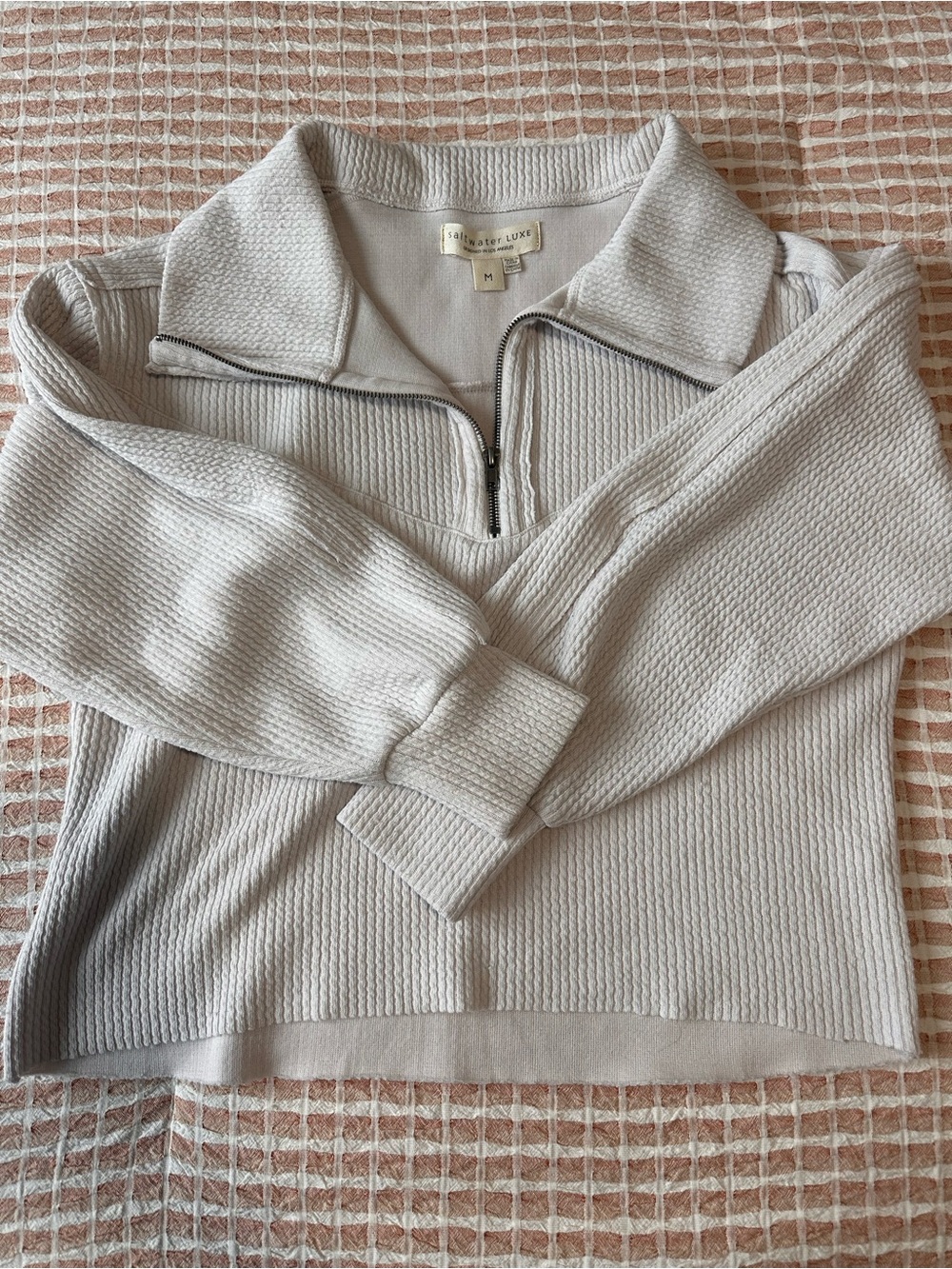 saltwater LUXE Light Gray Women's Half-Zip Knit Pullover